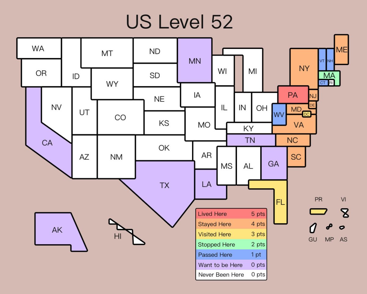 The benefits of playing travel baseball as a kid. I have basically played in every state on the east coast. 

But yeah, I too need to leave the east coast lmao
