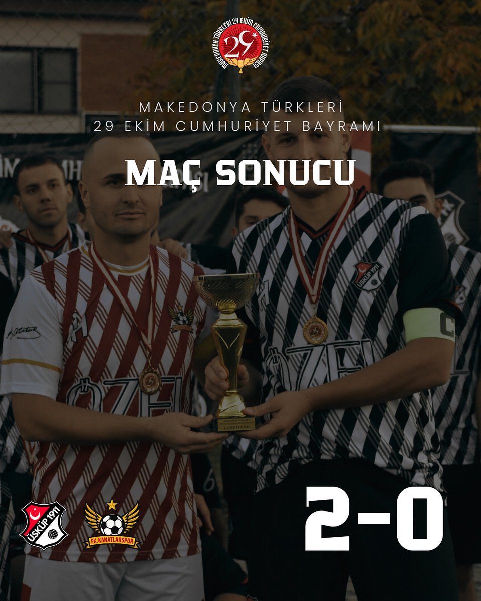 uskupfk's tweet image. Makedonya Türkleri 29 Ekim Cumhuriyet Kupası finalinde Üsküp 1911 Futbol Kulübü, Kanatlarspor’u 2–0 mağlup ederek kupanın ilk sahibi oldu.