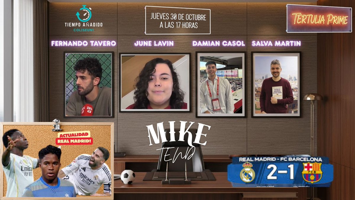 youtube.com/live/pmg_GDsh2…  Hoy Jueves a las 17 horas TERTULIA "PRIME" actualidad Real Madrid con <a href="/junelavin6/">June Lavín</a> <a href="/AS_Tavero/">Fernando Sánchez Tavero</a> <a href="/salva_martin/">Salva Martín</a> y <a href="/damiancasol/">Damián</a>