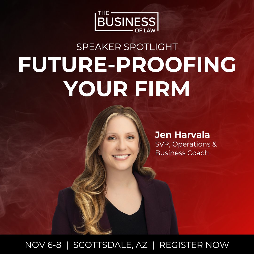 fireproofperf's tweet image. In today’s legal landscape, expertise alone isn’t enough. 🌟
 
At @TheNTLtop100&apos;s BOL conference, Jen Harvala dives into the skills and mindsets law firms must prioritize to attract, develop, and retain top talent.
 
Use Code SPEAKERVIP for 50% off: ntlevents.com/event/Business…