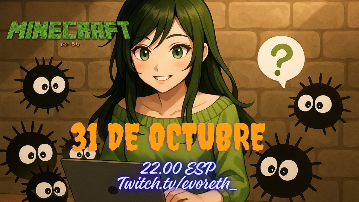 Este HALLOWEEN voy a probar algo nuevo. #Minecraft por bits (ed terror) con la compañía de mis pelusitas de <a href="/TerrazaStudios/">Terraza Studios</a> 
Os espero!!! <a href="/ONIeSports_/">ONI eSports</a>