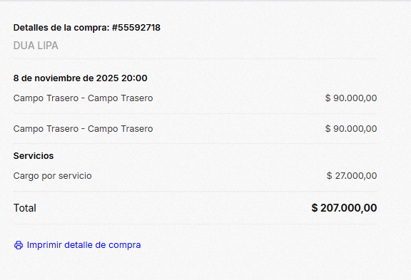 SoldadoDeGiay's tweet photo. VENDO DOS ENTRADAS PARA DUA LIPA EN RIVER EL 8 DE NOVIEMBRE
Ubicación: Campo trasero
Precio: $103.500 (lo mismo que me salieron)
muchas gracias!🙏

(adjunto pruebas, transfiero por quentro, estoy disponible para transferir en persona) https://t.co/pYe4zylKPz