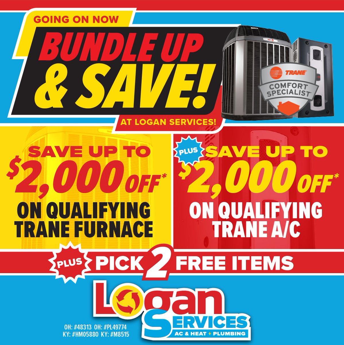 $4,000 in savings, tax credits, 2 freebies... OH MY! ✨ 
Now, for a limited time, you can bundle and save with your team at Logan Services. Get your home ready with a new furnace and A/C today! 
📅 Schedule your free estimate today. 
 
#savings #promotions #hvac #homecomfort