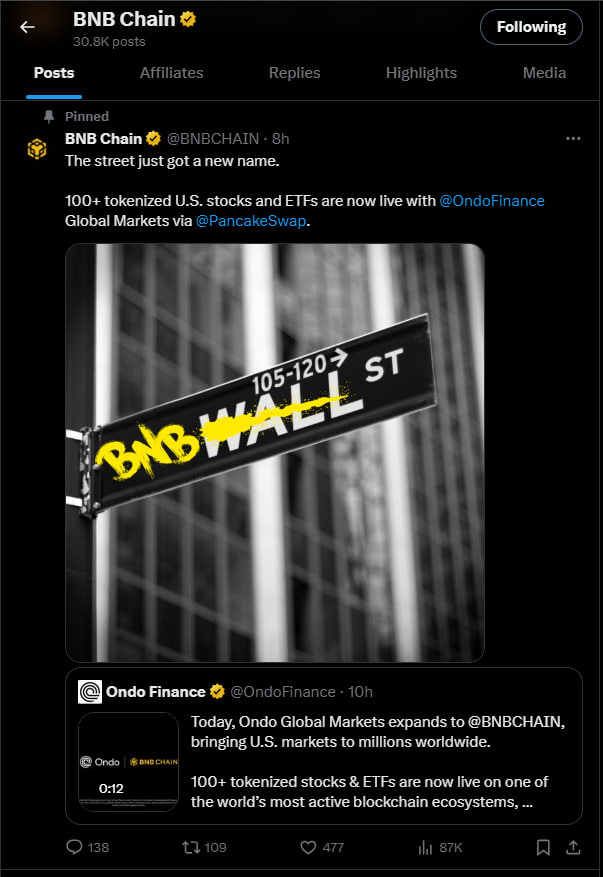 SantoTradez's tweet photo. BNB have literally pinned this to their x and the coin is under 1m😲 Generational entry rn...

0x9fd4371465111f08427104b7d33b0e87255d4444 https://t.co/qsHEsK6rfD