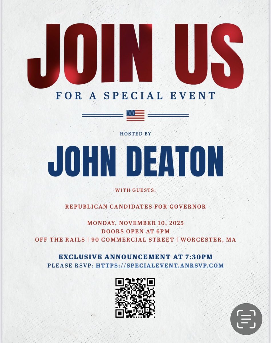 JohnEDeaton1's tweet photo. On November 10th, I’ll make a special announcement and while doing so, will unequivocally answer Jack’s question - although it is a rhetorical one. If you live in MA and want to attend, DM me. https://t.co/nRNdugIDQb