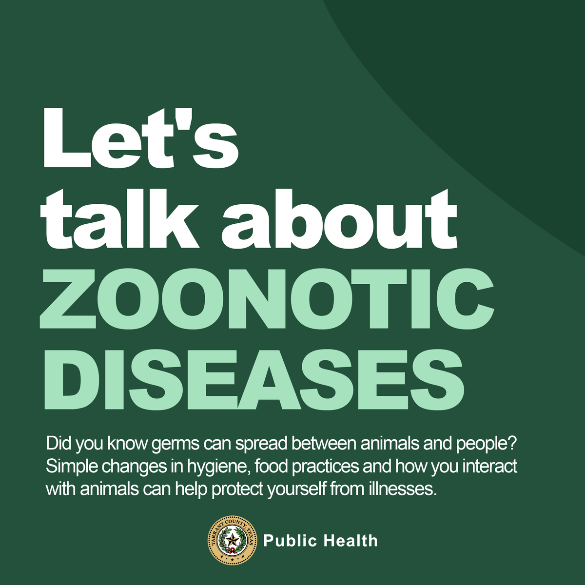 We love animals and the outdoors, but some germs can spread between them and us. 🦠 Zoonotic diseases are common but preventable with good hygiene and safe animal handling. Learn more about West Nile, bird flu, Lyme disease, and rabies.
ow.ly/QalG50Xk3FM