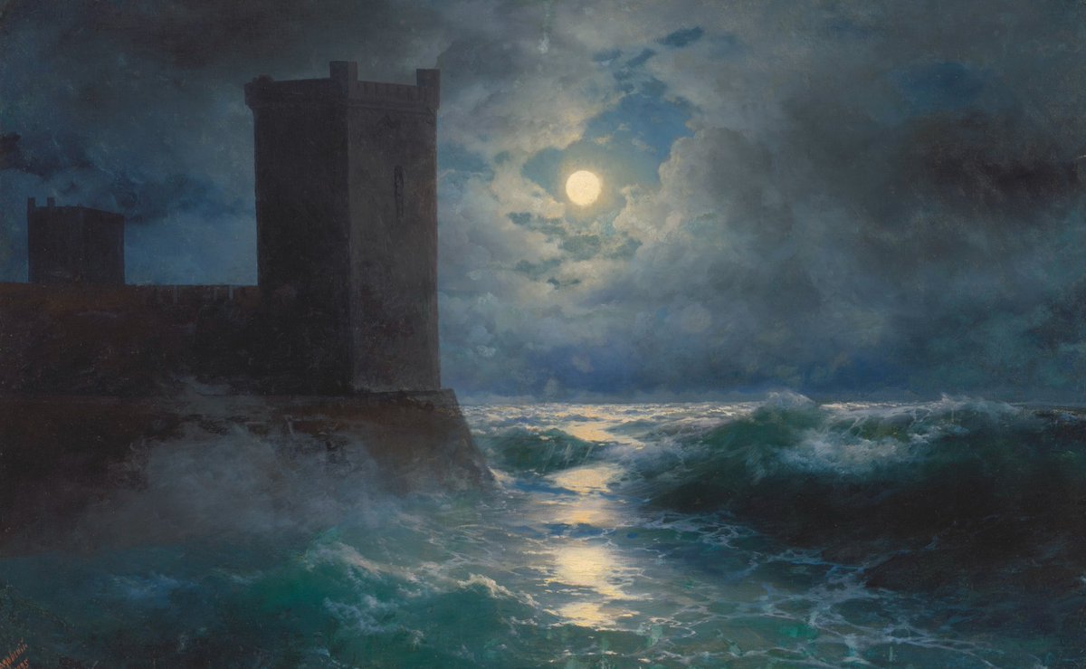 SeekAfterBeauty's tweet photo. Genoese Towers in the Black Sea, by Ivan Aivazovsky (1817-1900) https://t.co/6SFnqEJ2JI