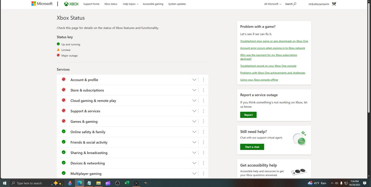 MrBulldozerGamN's tweet image. Does this look fixed? Just took this screenshot & services are still down SMH