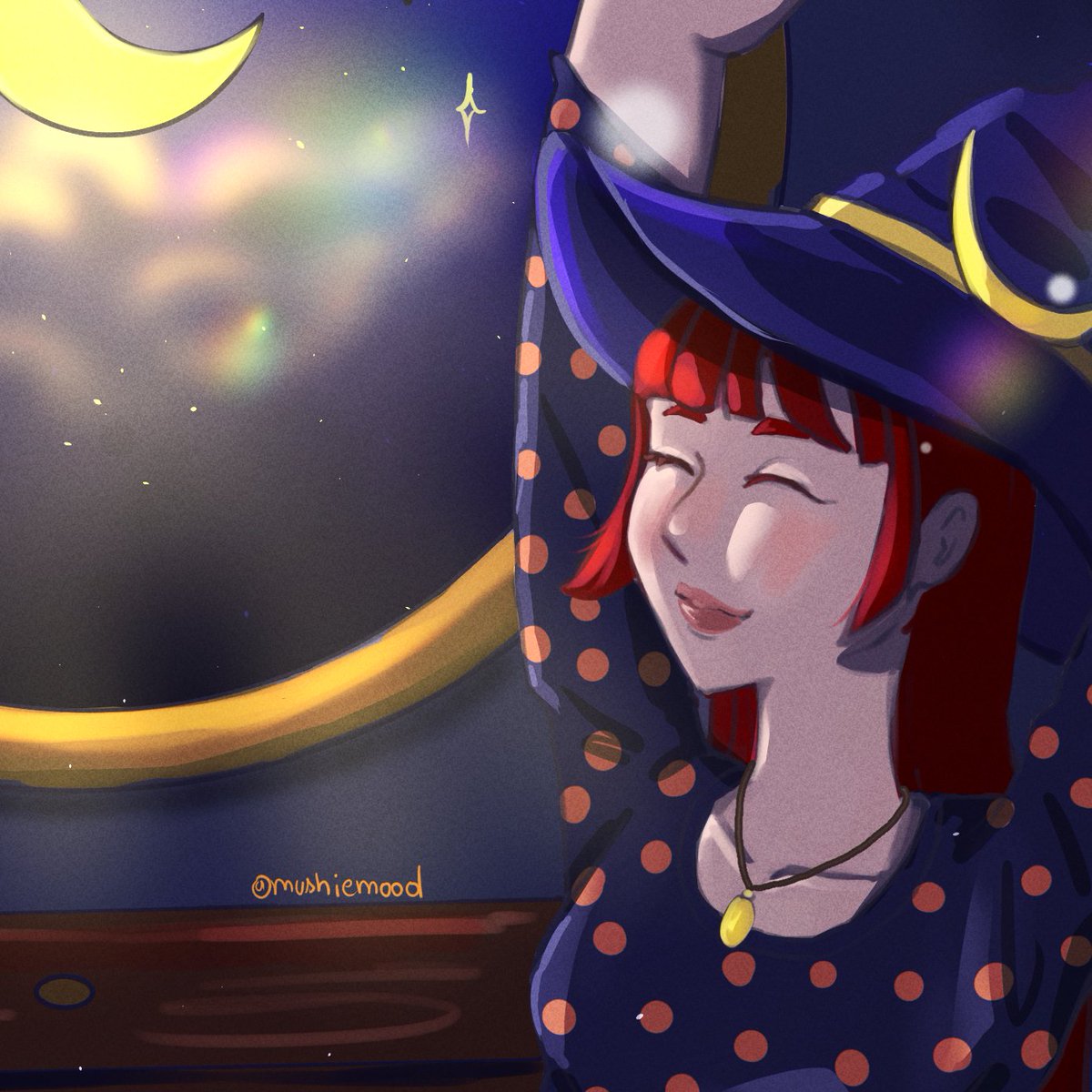 mushiemood's tweet photo. A witch dream 🌙⭐️

#digitalart #Halloween #witches https://t.co/aCnk6Cq6uu