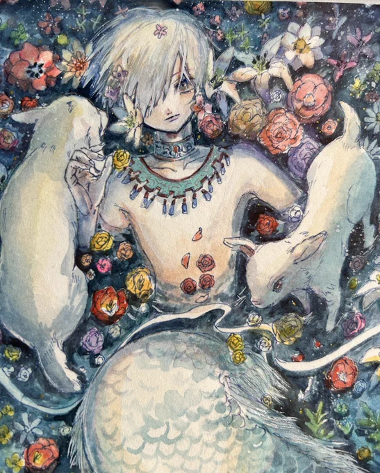 眠らせてたこのイラスト販売します…! 150角で額装した作品です!見応えあるので是非…!!
