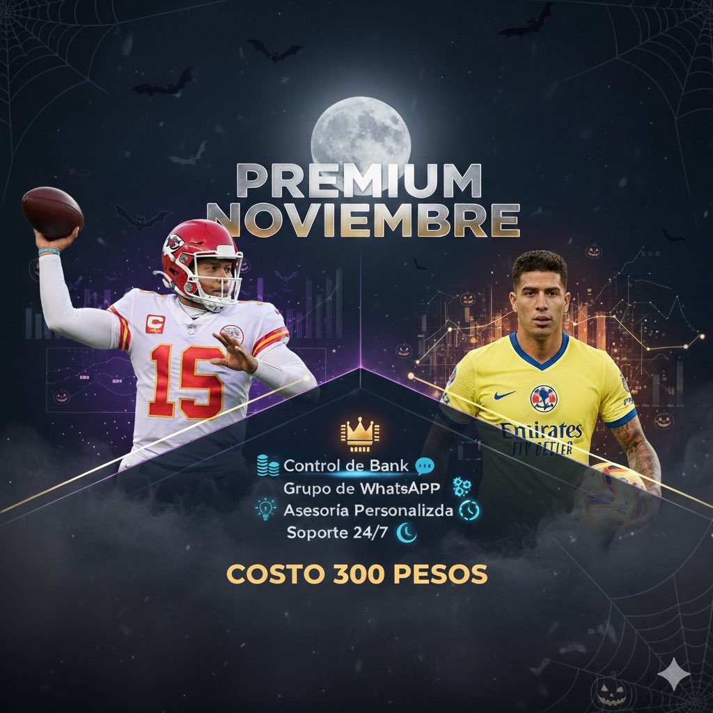 _alanpicks99's tweet photo. Premium noviembre 🎃👻
¿Que incluye? ⬇️
-Control de bank 💰
-Grupo de WhatsApp 📱
-Asesoría personalizada 🙋
-Apuestas fuertes 🍀
Duración: 1 mes calendario 📅
Manda DM si estas interesado en unirte a la comunidad de #AlanPicks https://t.co/Q7toPFG9AP