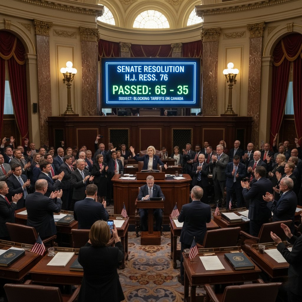repudemo11's tweet photo. Politics &amp; Trade: The Senate voted to approve a resolution that would block President Trump's recently announced tariffs on Canada.
#USTrade #TariffVote
#USCanadaRelations
#SenateResolution
#TradePolicy #TrumpTariffs
#TradeTensions #EconomicNews https://t.co/shCVf6Jc4B
