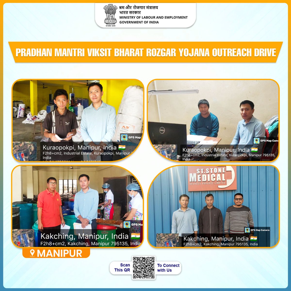 LabourMinistry's tweet image. Empowering workplaces, inspiring growth!🌱
An awareness programme on #PradhanMantriViksitBharatRozgarYojana was held in Manipur with participation from employees and employers of various companies, highlighting the scheme’s role in job creation and formal employment. 
#MoLE #Jobs