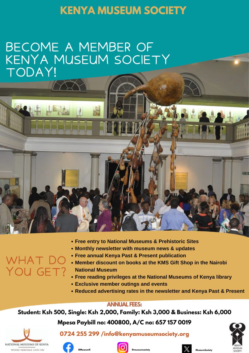 DYK that the #AffordableArtShow is one of the events run by <a href="/MuseumSociety/">Kenya Museum Society</a> ? 

Funds raised by the society are  used to support projects at museums throughout Kenya.

Membership benefits include free access to museum &amp; prehistoric sites. Join today, details below.