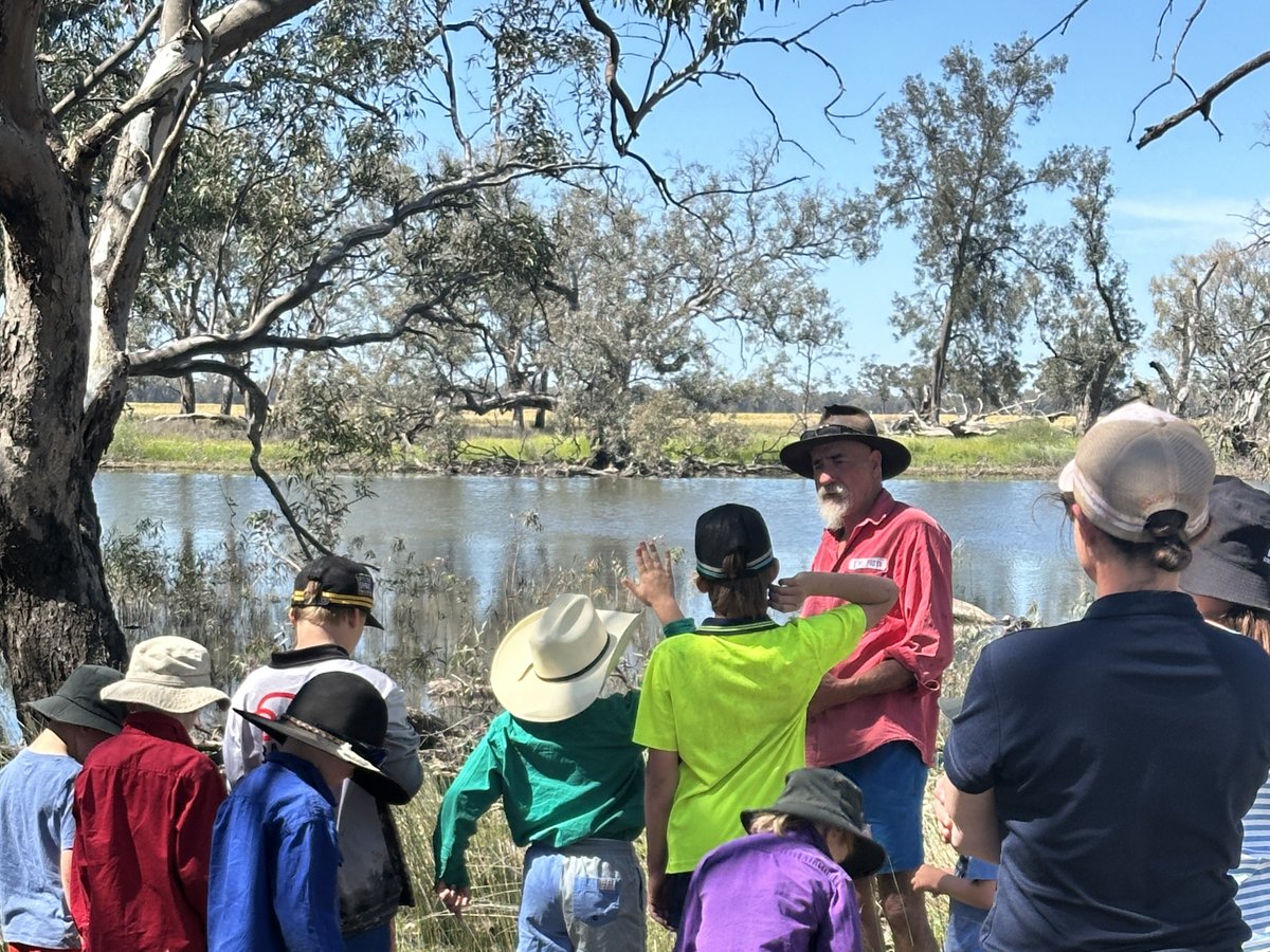 theCEWH's tweet photo. Why does #WaterForTheEnvironment matter? 🤔💧🌱

On a recent day of #OutdoorLearning at Wilbertroy Lagoon in the Jemalong Irrigation Area, students:

🔍 Caught and identified waterbugs.

🐟 Heard about fish and other native species.

🌐 Learned why environmental water is needed. https://t.co/ERmbxqOZOC
