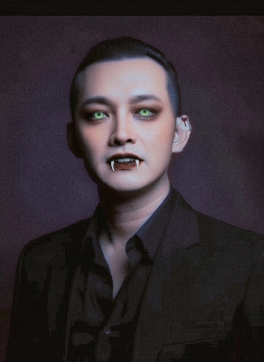 JackieHuy80's tweet photo. Răng nanh Draculla (Vampire) mọc dài ra khi đêm xuống... 😈
Nàng hỏi: "Thế cái khác có...dài ra như răng nanh không?" Khửa khửa 😂🤣
---> Các chàng trai nghĩ là gà - hóa ra chỉ là thóc (!)😅🤭
🌟 Happy Halloween 2025 !!!🌛
#Draculla #Vampire
#Happy #halloween #2025 https://t.co/1c67Fz1b0W