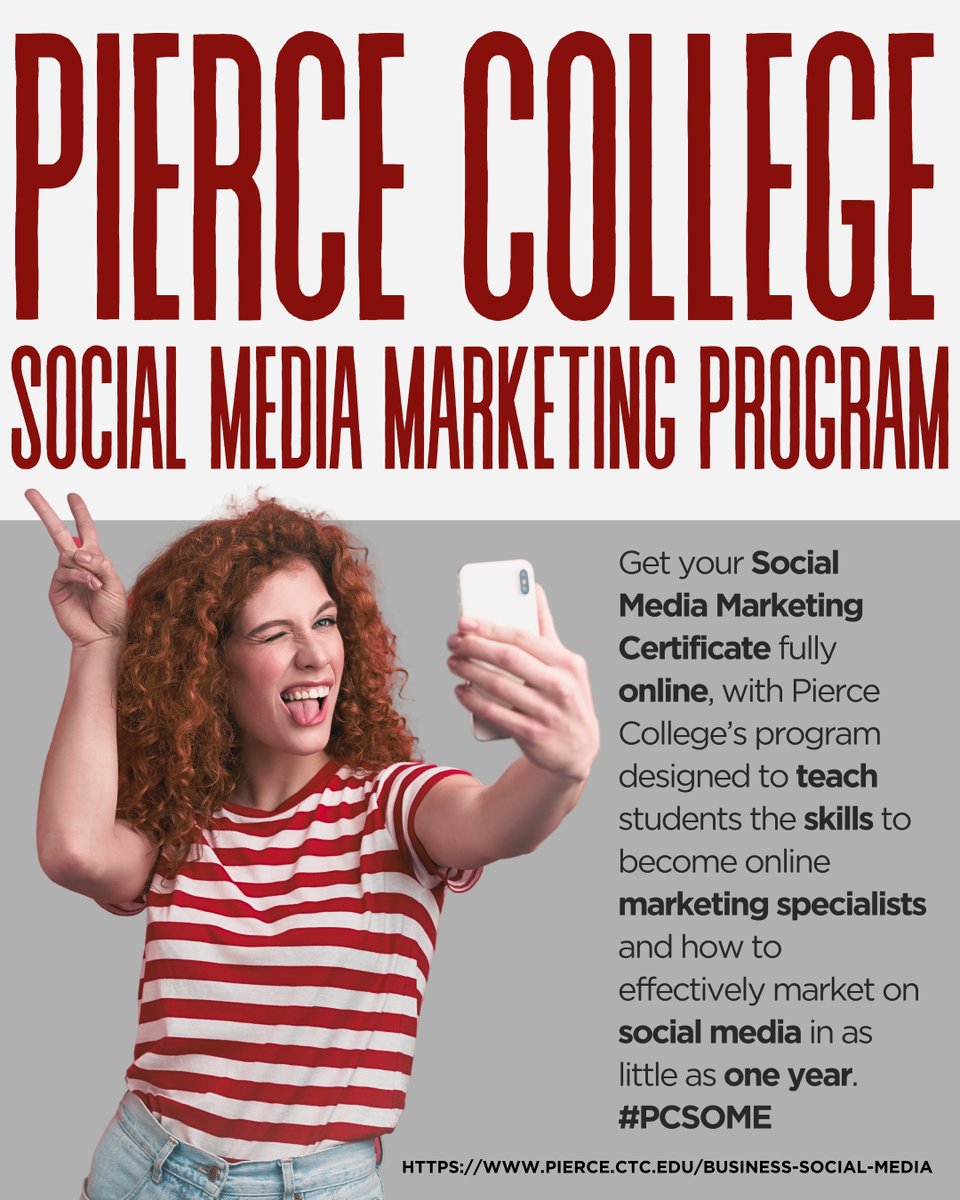 DigidsgnrKierra's tweet photo. If not now, then when? Become a Social Media Marketing Specialist today at Pierce College. https://t.co/UDCUAqJgT0