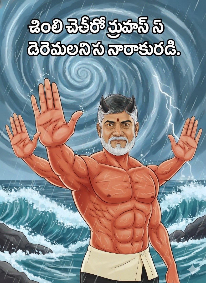 bollineni_86's tweet photo. ఒంటి చేత్తో తుపాన్ ని దారిమలించిన నారాసురుడు. https://t.co/VB0b4w6RYk