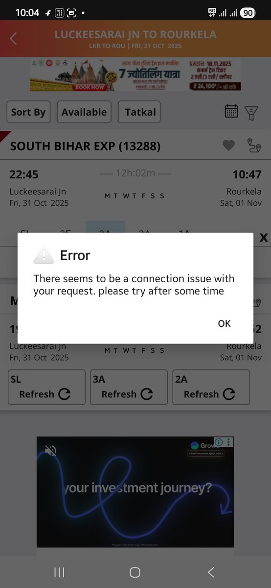 bkrishnasingh5's tweet photo. @IRCTCofficial 
This is your inoperable Service during Tatkal booking. Total Waste 😡
@AshwiniVaishnaw 
@RailMinIndia https://t.co/q2uyz9ENPX