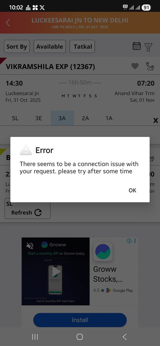 bkrishnasingh5's tweet photo. @IRCTCofficial 
This is your inoperable Service during Tatkal booking. Total Waste 😡
@AshwiniVaishnaw 
@RailMinIndia https://t.co/q2uyz9ENPX