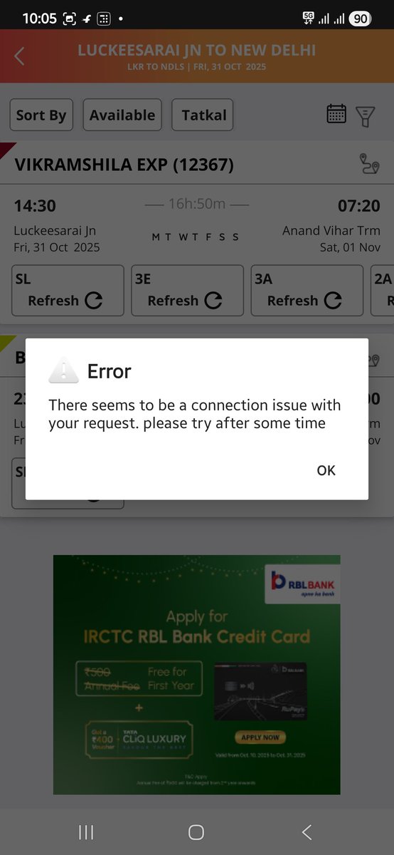 bkrishnasingh5's tweet photo. @IRCTCofficial 
This is your inoperable Service during Tatkal booking. Total Waste 😡
@AshwiniVaishnaw 
@RailMinIndia https://t.co/q2uyz9ENPX