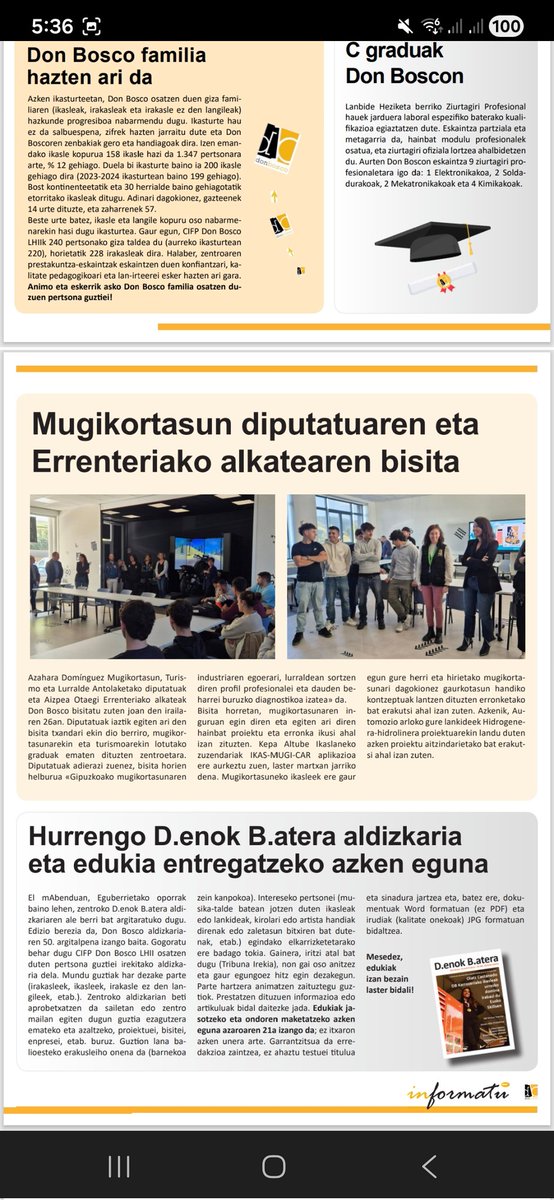 FPdonboscoLH's tweet image. 📰Gure &quot;Informatu&quot;newsletter berria hemen dago. 
Laister hasiko gara D.enok B.atera aldizkariarekin, abenduan ale oso berezia , 50.a 

#newsletter #Denokbatera #donbosco