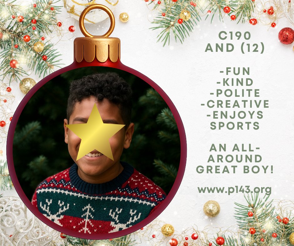 P143Org's tweet image. AND just needs a host family willing to say yes!

AND (12) is a resilient, affectionate boy who deeply desires love and connection.  He's been waiting way too long!

To learn more about  AND, please register here to view the Photolisting: p143.org/pre-registrati…