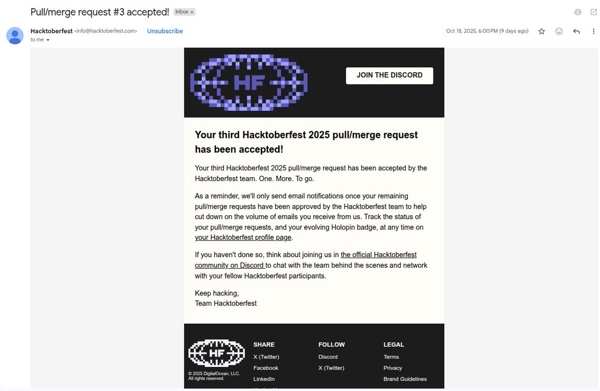 Lakshman__26's tweet photo. #3rd PR Merged in Hacktoberfest 2025! 🎉

Excited to share that my third pull request has been successfully merged into the mini-js-games-hub repository!

#Hacktoberfest #Hacktoberfest2025 #OpenSource #JavaScript #WebDevelopment #CodingCommunity #GitHub #OpenSourceContribution https://t.co/XE7dm2zISv