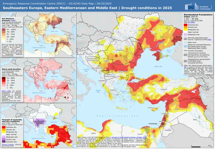 Southeastern Europe, Eastern Mediterranean and Middle East 🌿 | Drought conditions in 2025 - DG ECHO Daily Map | 29/10/2025
#Jordan 🇯🇴
reliefweb.int/map/world/sout…