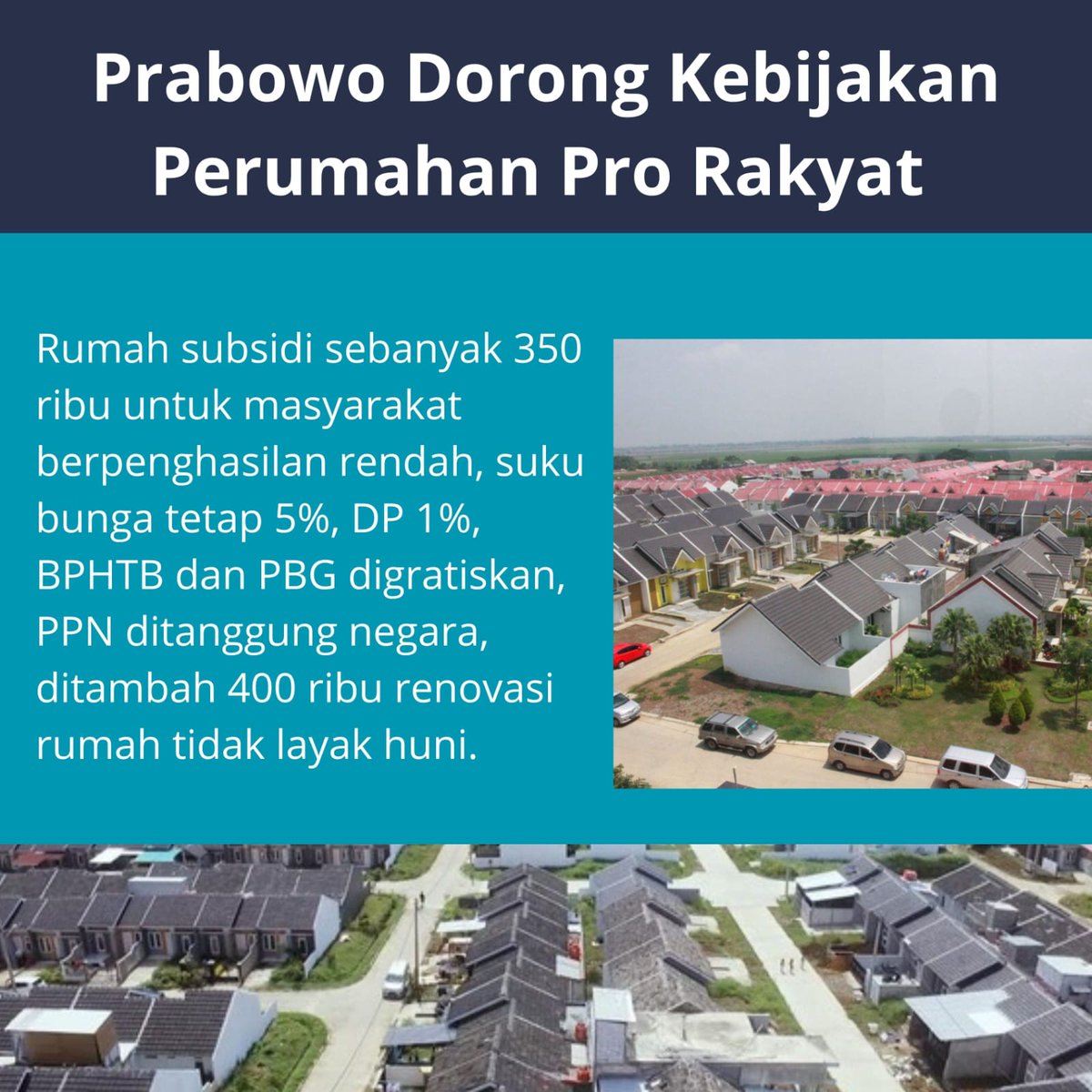adoowreable's tweet image. Suku bunga KPR 5% (flat) dan DP hanya 1%! Kemudahan seperti ini yang didorong Prabowo agar Masyarakat Berpenghasilan Rendah (MBR) dapat mengakses Perumahan Rakyat. #KPRSubsidi #PerumahanRakyat #PrabowoSubianto
