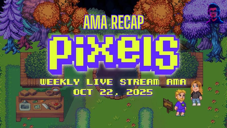 shadowfraggon's tweet photo. 🎯 AMA Recap: Chapter 3 — Bountyfall Preview  
Oct 22, 2025  
This week’s AMA with Heidi and Luke dropped major news: Chapter 3: Bountyfall is coming soon — bringing competition, new mechanics, and a path to long-term sustainability for Pixels. ⚔️
@pixels_online https://t.co/8pJs5wjtCe
