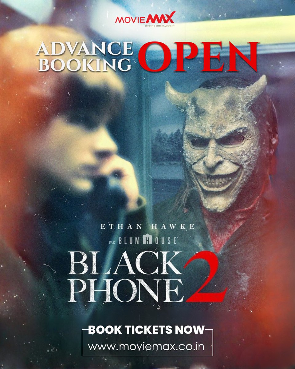moviemaxoffl's tweet photo. Discover the secret behind the mask.
.
.
#BlackPhone2 releasing at your favourite #MovieMax on 31st Oct.
Advance booking open: https://t.co/wAvjcPqr6g
.
#TheBlackPhone #HalloweenWeek #HorrorFans #MovieMaxOfficial #InfiniteEntertainment https://t.co/qomo1jfRcI