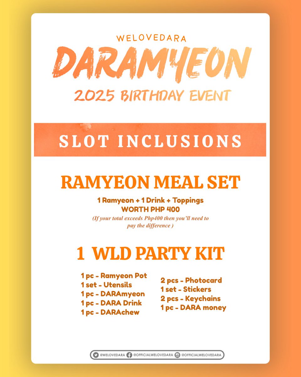 WeLoveDara's tweet photo. [ADMIN POST]

🧡 The qualifying exam will drop tomorrow, 10/31 after lunch.
🧡 Two links will be released PER BATCH so choose wisely.
🧡 The first 40 DARALINGS (per batch) who passes gets the slot!

SEE YOU TOMORROW! 🙂

#WLD_DARAmyeonParty
#SandaraPark #산다라박 #DARA #다라 https://t.co/L0wbyst9N1