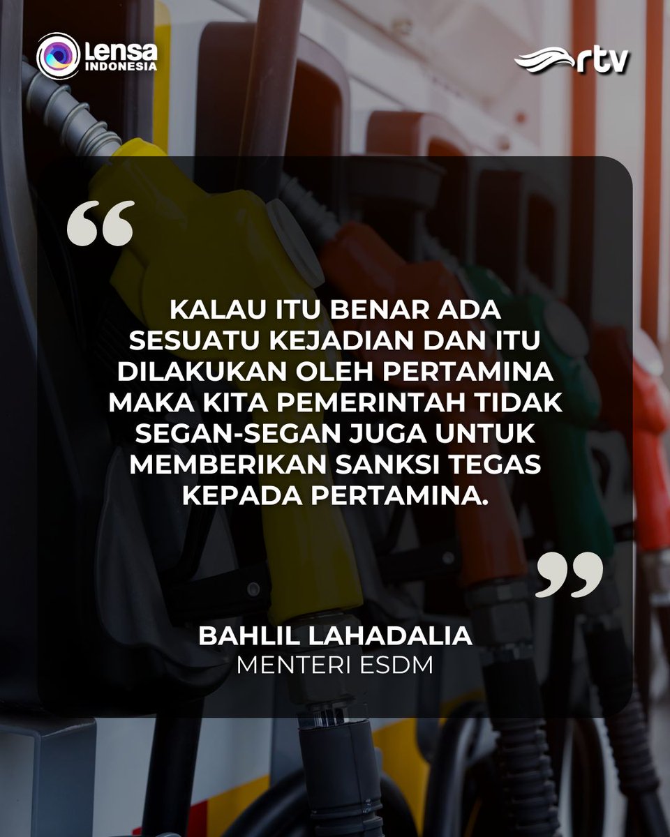 lensaRTV's tweet photo. Menteri ESDM Bahlil Lahadalia sidak ke SPBU Pertamina Asrikaton, Malang, Rabu (29/10/2025), untuk menindaklanjuti laporan masyarakat terkait dugaan BBM tidak sesuai standar. Hasil uji sampel menunjukkan kualitas BBM di lokasi tersebut masih sesuai standar dan aman digunakan. https://t.co/DAR4bhkOw4