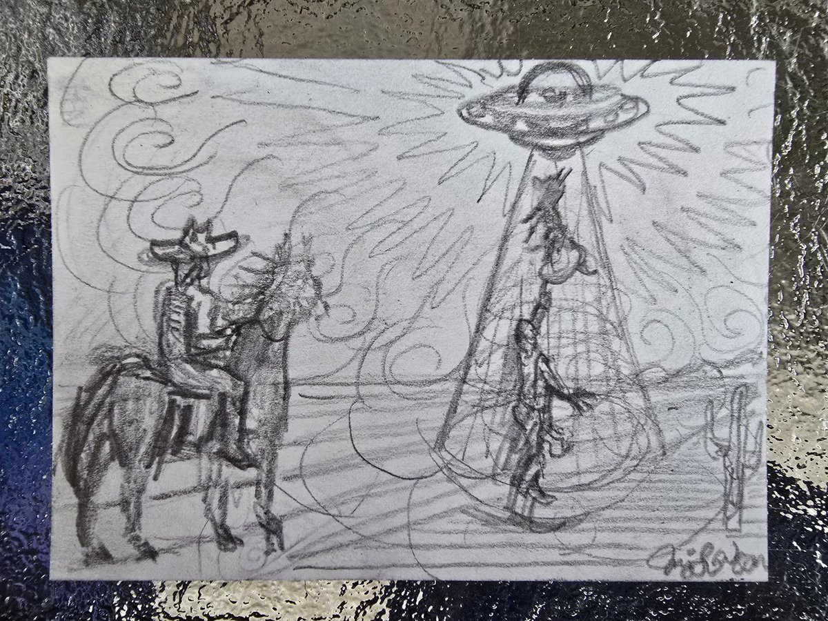 ratscabies85's tweet image. A cowboy reaching into the beam to get his hat
#uapx #ufo #ufoart #uapart #ufotwitter