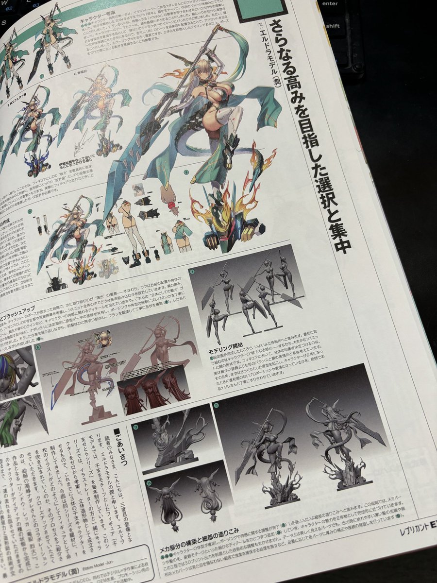 eldora_model's tweet photo. レプリカントEXにリンドウの製作記事を書かせて頂きました！
キャラクターの開発から原型ができるまでの内容になっております😁 https://t.co/sAFQgkirgK