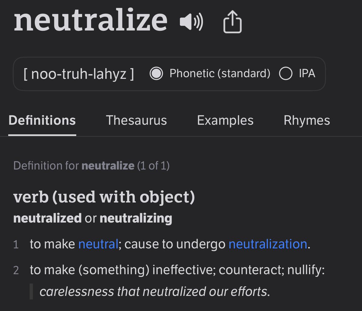 josh_hammer's tweet image. One has to be truly stupid or willfully disingenuous (or both, as the case may be) to think that “neutralized” here means anything other than its most common usages.
Quit lying.