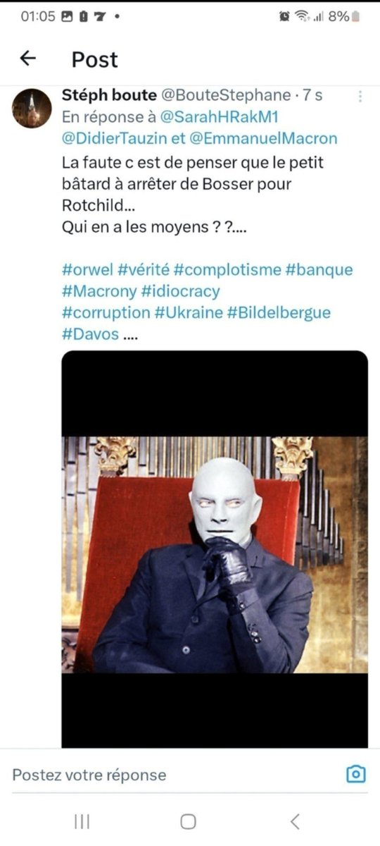 BouteStephane's tweet photo. @AlertesInfos Mais oui..les #Russes...
Moi je suis #Français..
Pas un traître #mondialistes formé par #Rotchild le #Bildelbergue et #Davos...
#Poutchistes de mes 2 ... https://t.co/oXTnmHlsN4