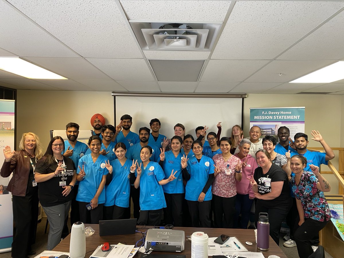 RNAO_ULJ's tweet photo. Congratulations to the new @RNAO Best Practice Champions at FJ Davey Home. A special welcome to the @SaultCollege PSW students joining the journey as Best Practice Champions. Evidence-based care makes a real difference! ⁦⁦⁦@DorisGrinspun⁩ ⁦⁦@Julia__Fine⁩ https://t.co/A9VYFMsOqL