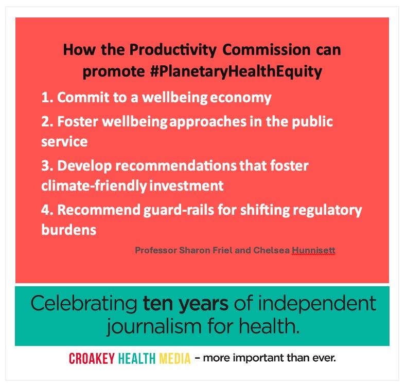 MelissaSweetDr's tweet photo. Productivity Commission urged to ditch economic growth mindset, for the sake of our health and planet – latest in the #PlanetaryHealthEquity series
https://t.co/k4Cgaqspaj
#AusPol
#HiAP https://t.co/0E01jMRr6D