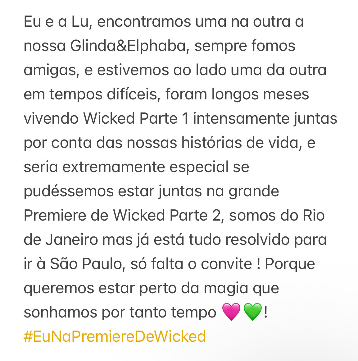 jusIikemagic's tweet photo. Oie @wickedmusicalbr, essa sou eu e minha melhor amiga @tiIdayIight que temos feito de tudo para receber esse presente único de ir a premiere! Chegaremos em SP sábado, vocês receberiam a gente? @UniversalPicsBr @tvglobo #EuNaPremiereDeWicked 🩷 https://t.co/z8nBMHzmaq