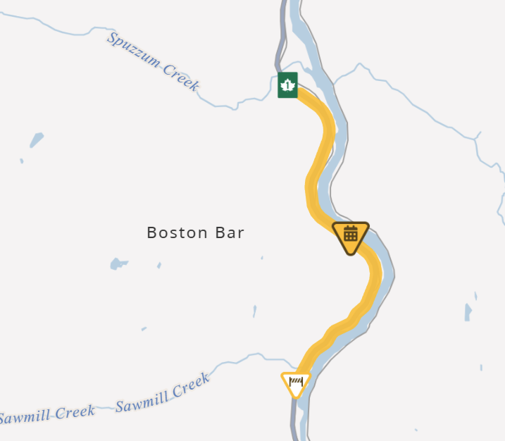 DriveBC's tweet photo. 🚧#BCHwy1 - Construction work planned between Toll Rd and Johnson Rd , from #YaleBC to #SpuzzumBC.
Single lane alternating traffic will be in effect from 7AM-5PM on Thursday, Oct 30. #BostonBarBC
ℹ️For more info: https://t.co/37DRGT1bwx https://t.co/aMLrSH6GzS