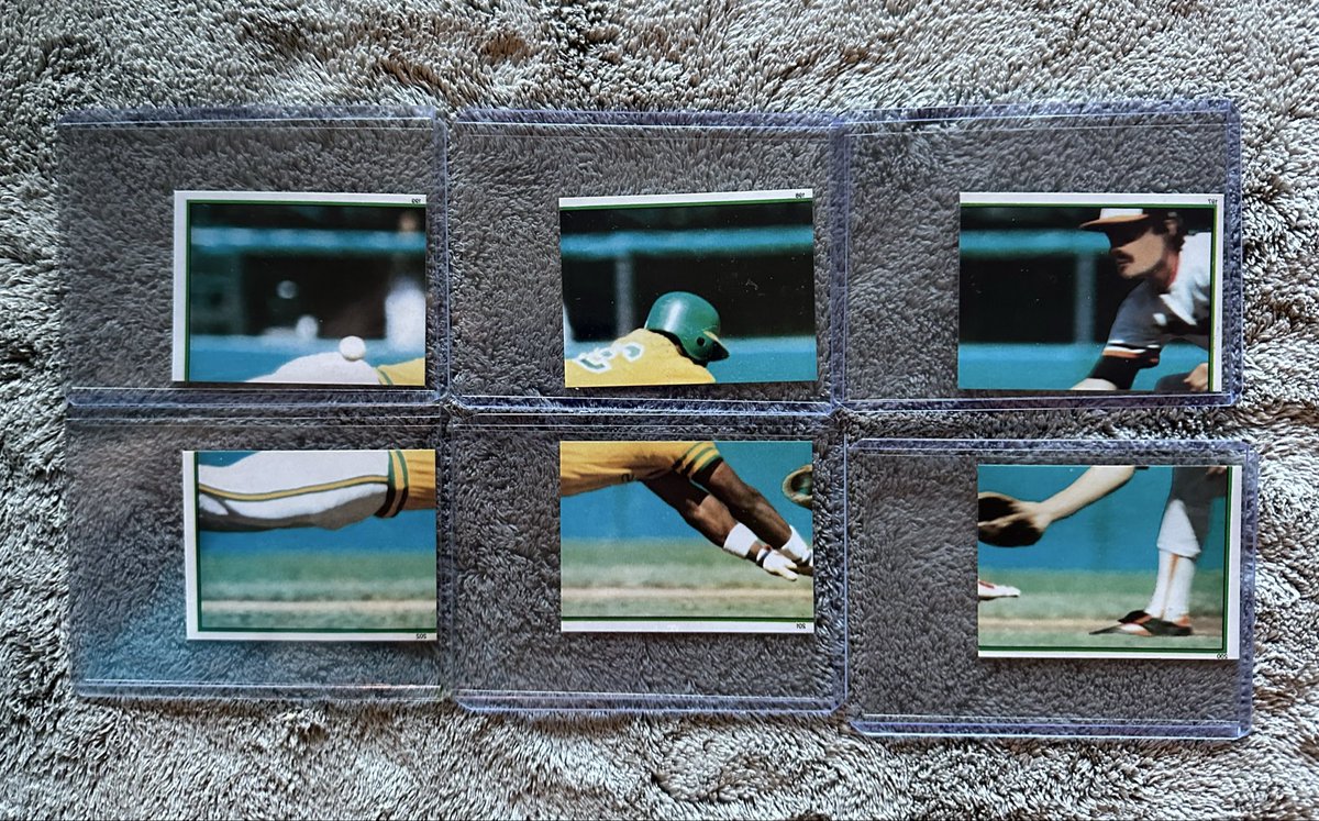 oldmanstylecard's tweet image. The hits from the 1983 Topps Stickers box! Hit gold! Love this Rickey Henderson 6 sticker card! 1983 is more innovative than anything 2025 is putting out. All cards for sale! #cards #card #baseballcard #baseballcards #sportscards #sportscard #80s #80sbaseball #80sbaseballcards