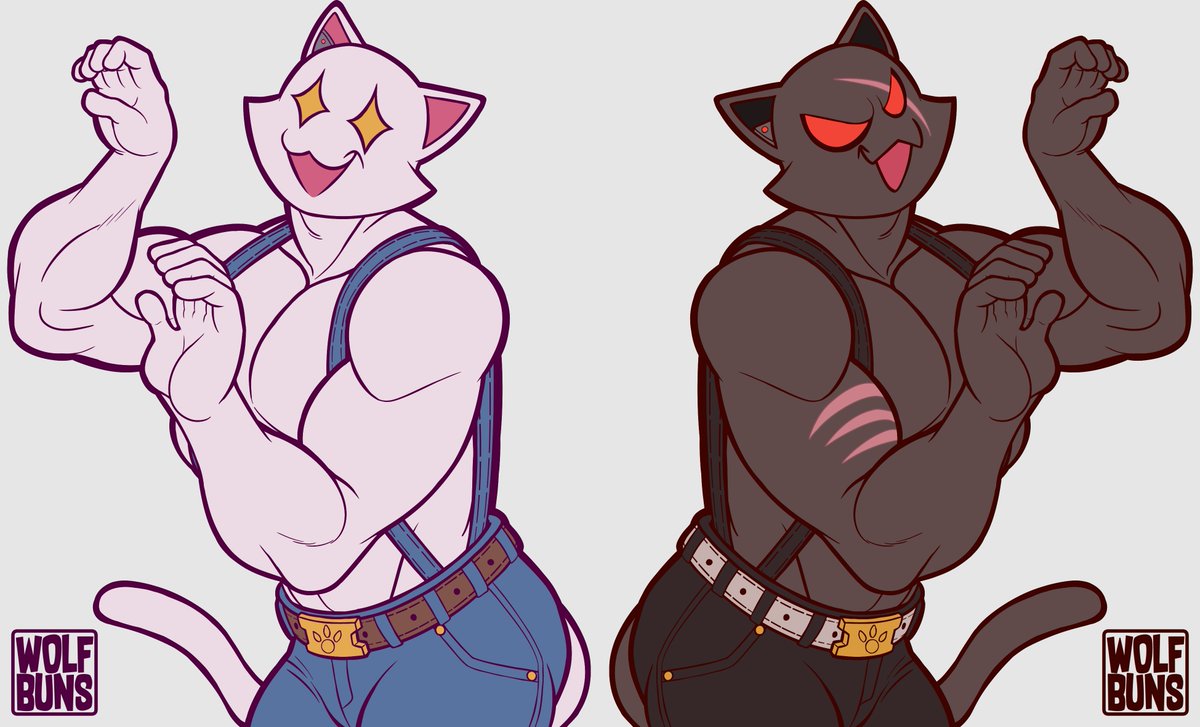 Stickers of Ghost and Shadow Meowscles I made for <a href="/furry_fortnite/">Fortnite Furry Bait 😺🎃</a>'s merch! #FurryFortnite