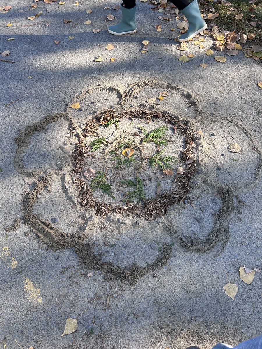 StBrigidOCSB's tweet photo. This week Ms. Nabuurs’ class explored patterns, symmetry, and the natural world by making mandalas out of material we found on the yard. The kids loved it and worked together so well! #ocsb #ocsbBeCreative https://t.co/mSiwyo9aJ1