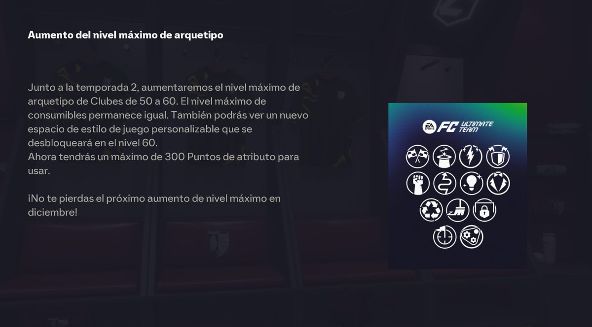 🚀 ¡Nueva temporada en Clubes Pro!

El nivel máximo de arquetipo sube de 50 a 60 🔝
Nuevos estilos de juego, más puntos de atributo (hasta 300) y una personalización más completa que nunca.

💬 EA confirma que seguirá aplicando ajustes en base al feedback de la comunidad.

📎