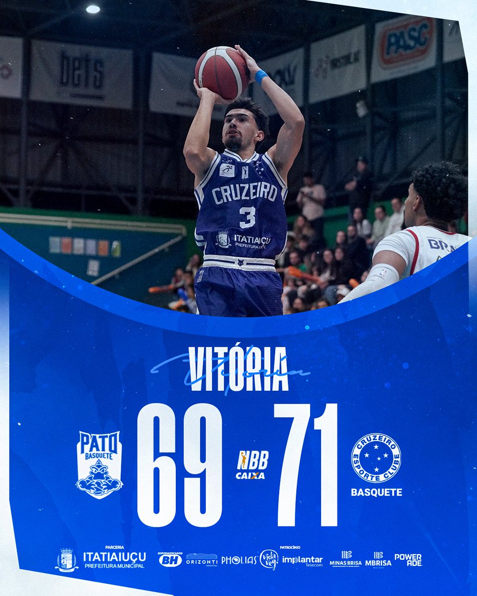 crzbasquete's tweet image. 🏀 A primeira vitória no NBB! 💙
O Cruzeiro Basquete conquistou, na noite desta quarta-feira, em Pato Branco, a sua primeira vitória no Novo Basquete Brasil! 💪🔥
Com muita raça e determinação, o Cabuloso venceu o Pato Basquete por 71 a 69, em um jogo emocionante.
#vitoria