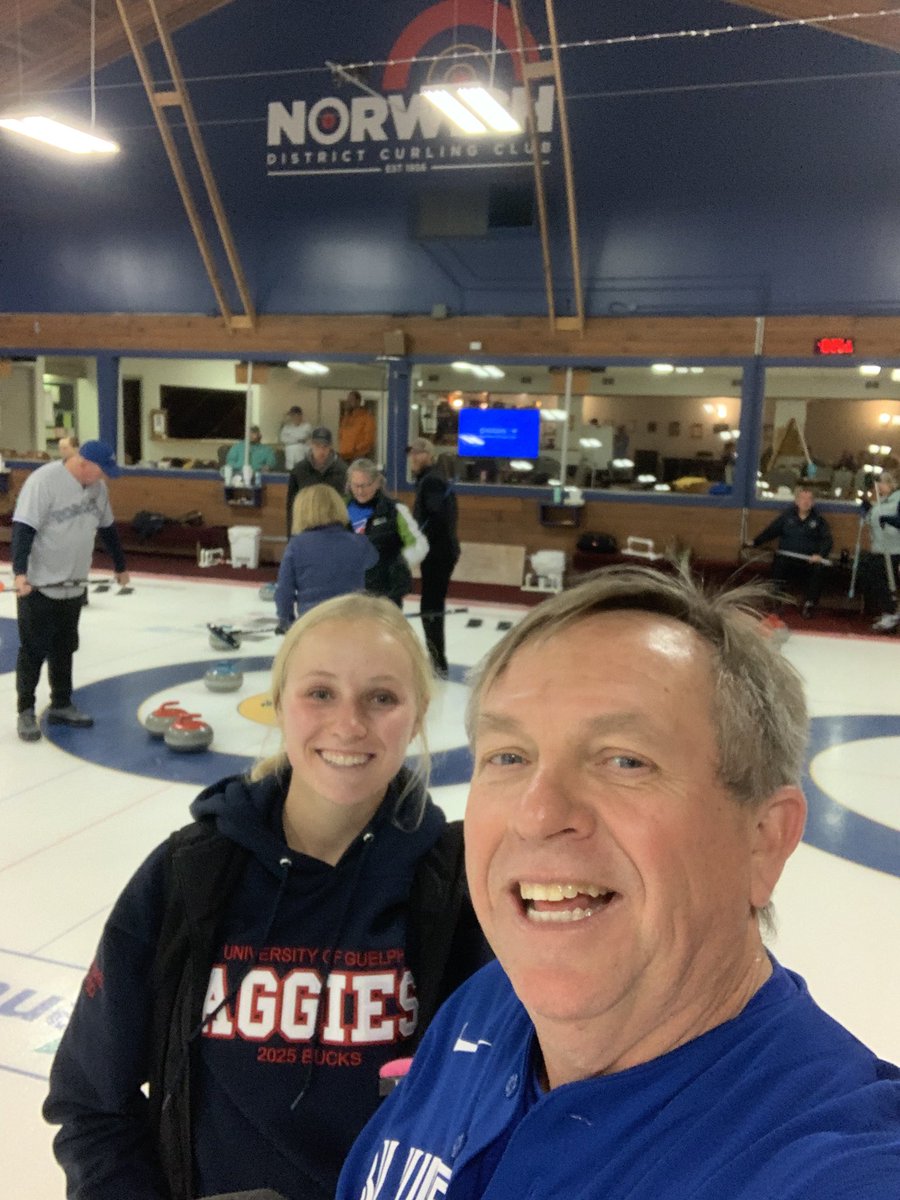 Enjoying curling with my daughter Sophie in Norwich with the #Jays on the tv in the background! #GoJaysgo