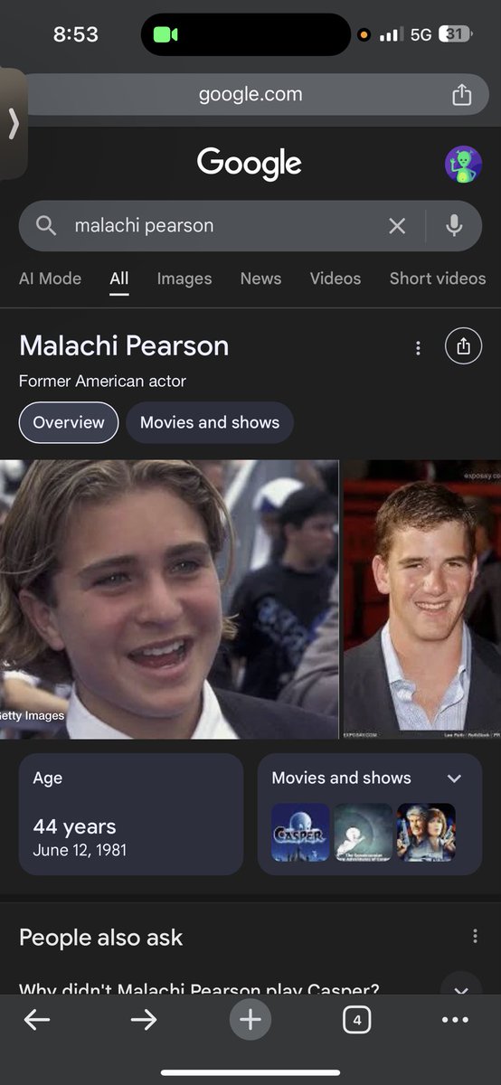 Bubba_boyd's tweet photo. Ok I need answers to why @EliManning is on the google page for the guy who was the voice actor of Casper. https://t.co/IElb43tPOi