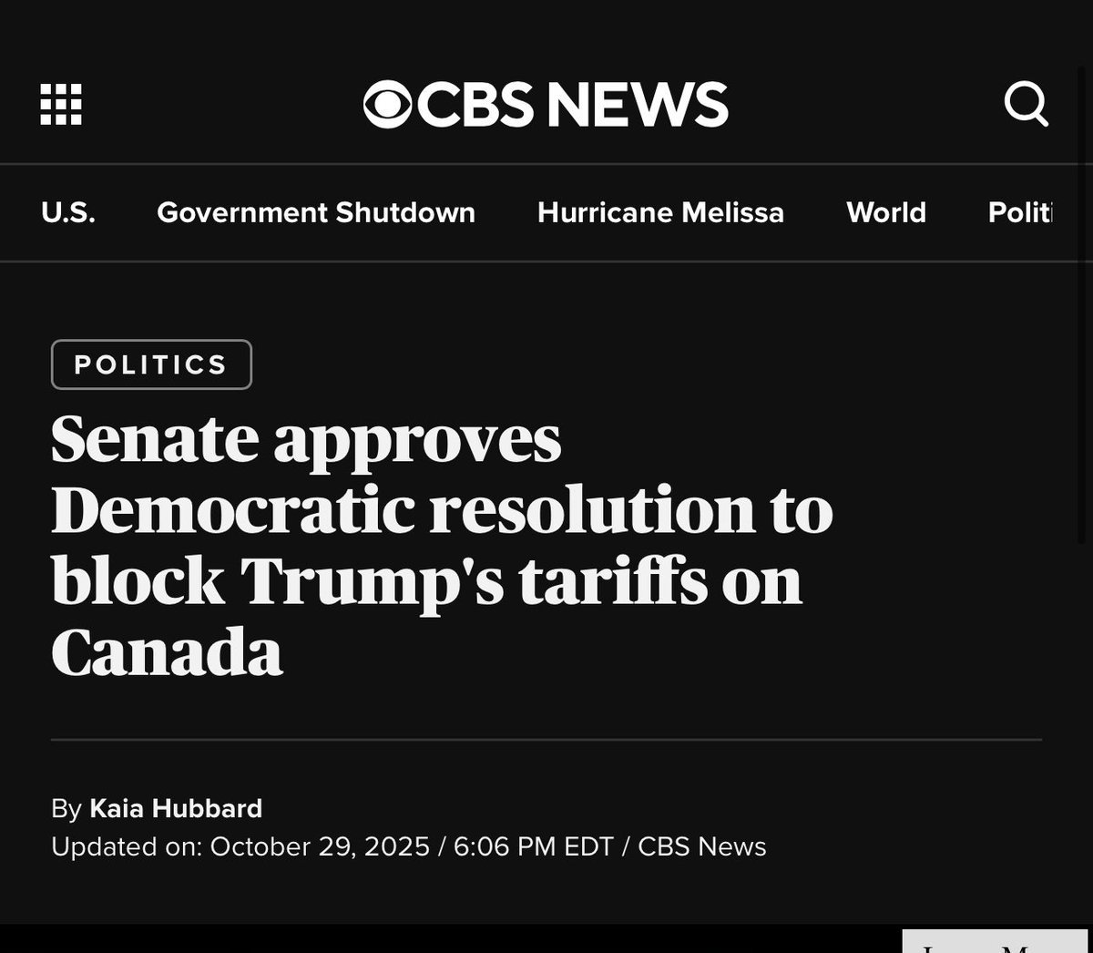 🇺🇸 Senate passes vote to block Trump’s tariffs on 🇨🇦 w/bipartisan support.

Not an immediate resolution since the president needs to sign it or Congress needs to veto. 

Unlikely to happen—but mid-terms are coming, which can mean voters w/tariff remorse hold a lot of power.